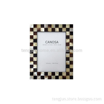 Custom wooden photo picture frame with golden shell